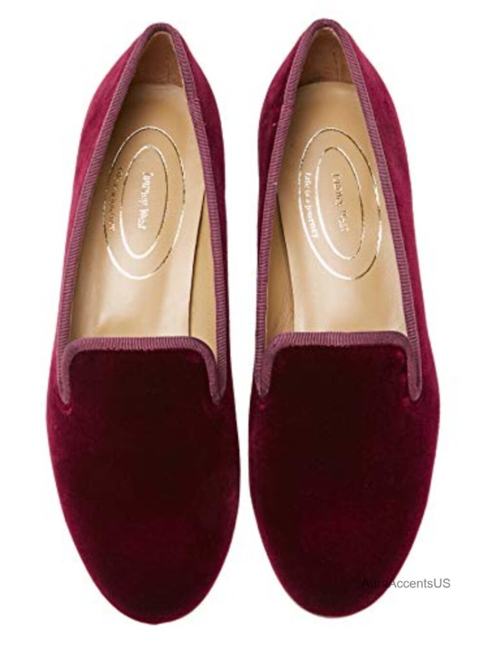 Velvet Loafer Flat with Embroidery Goat Leather Insole Slip-On